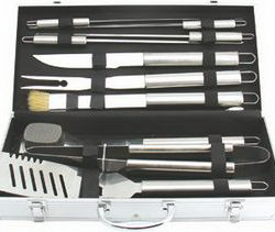 10 piece stainless steel BBQ tool set