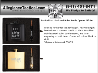 Tactical 5 oz. Flask and Bullet Bottle Opener Gift Set